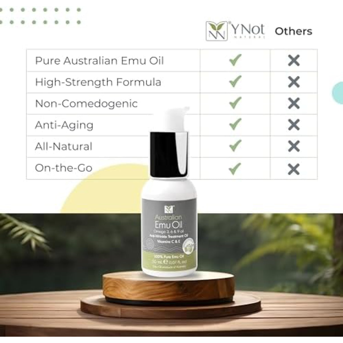 Natural Face & Body Oil 50ml – Anti-Age Serum with Emu Oil, Vitamins C & E, Omega 3 6 9, Fine Line Care