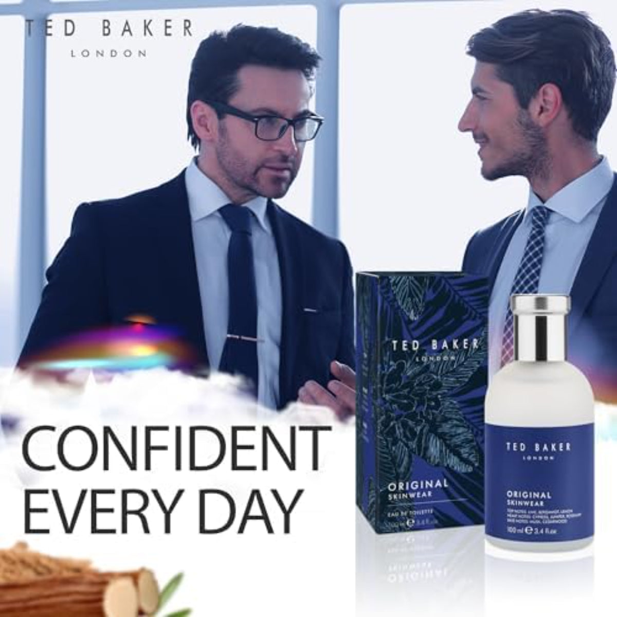 Skinwear EDT for Men – Woody Scent with Lime, Lemon & Bergamot, Amber & Sandalwood Base – 100ml Spray