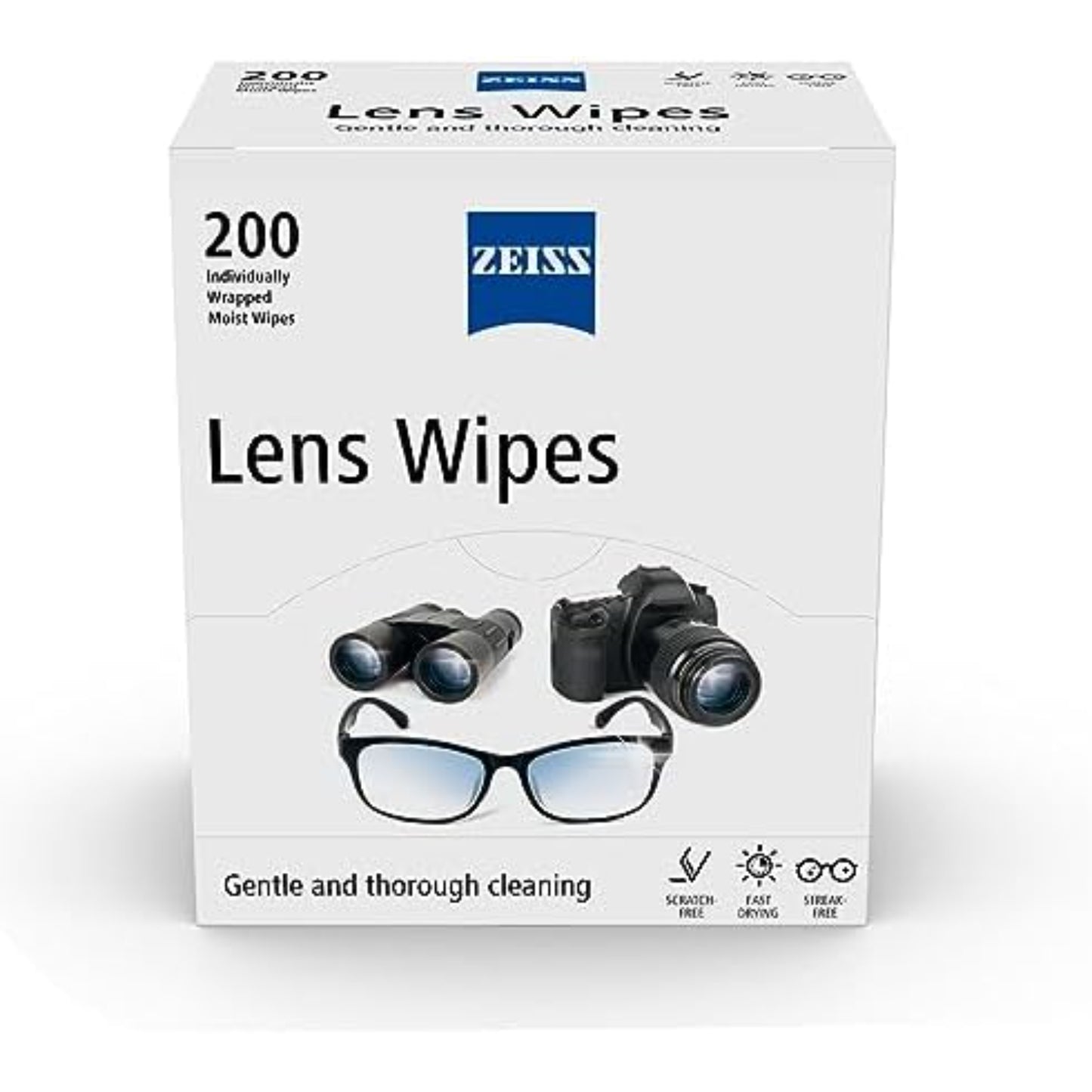 Lens Cleaning Wipes – Individually Packed, Disposable Cloths for Glasses, Cameras, Binoculars – 200 Count