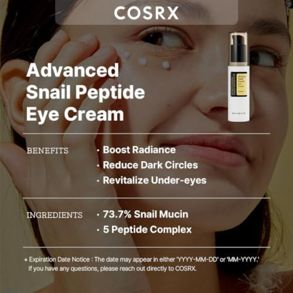 Snail Peptide Eye Cream 25ml – Brightening, Anti-Aging, Dark Circle & Wrinkle Care Korean Skincare