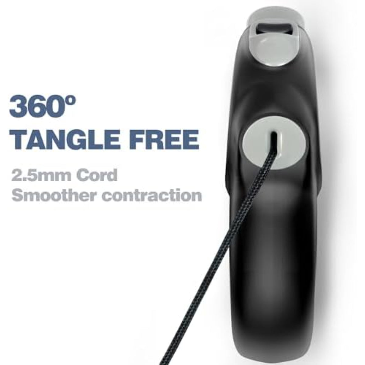 Retractable Dog Lead 9m/30FT – Heavy Duty Extendable Cord for Medium and Large Dogs up to 50kg, Black