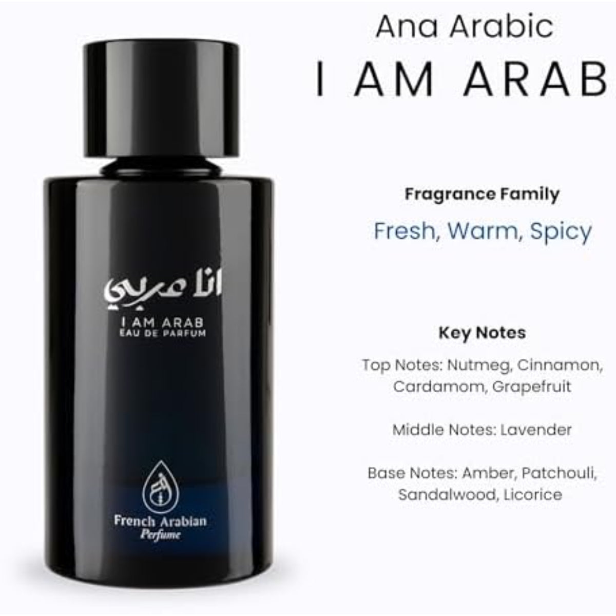 Ana Arabic Eau De Parfum 100ml for Men – Spicy, Woody & Fresh Aromatic Fragrance, Long-Lasting Scent