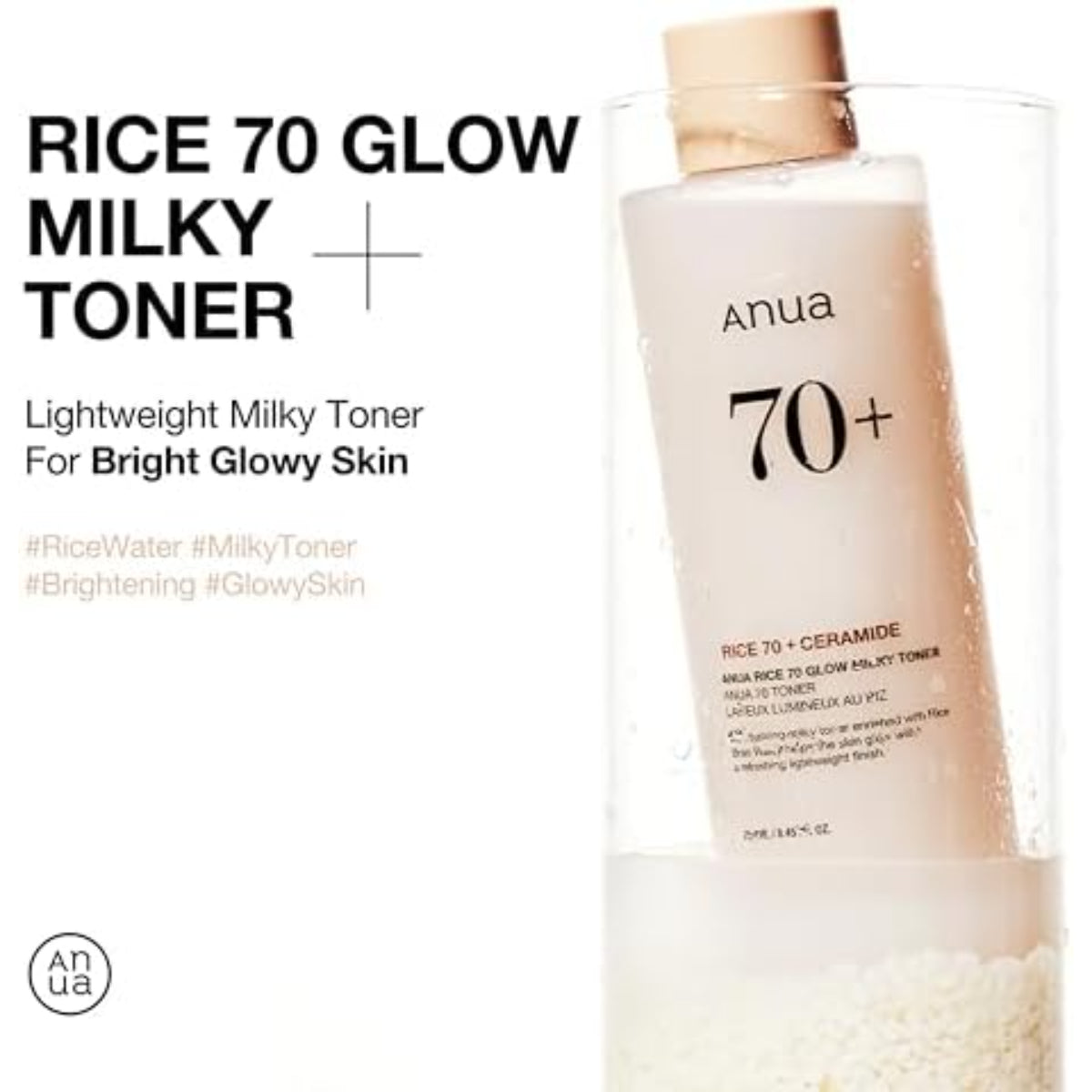 Rice 70 Glow Milky Toner 250ml – Glass Skin, Hydrating & Brightening with Niacinamide & Ceramides