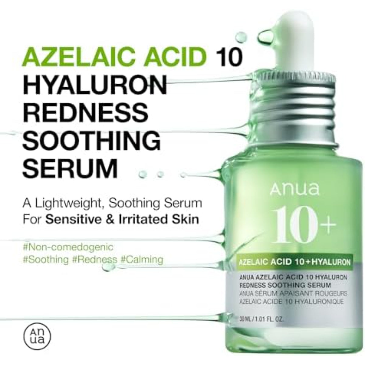 Azelaic Acid 10 Serum – Redness Soothing, Hyaluronic Acid, Niacinamide, Vegan Korean Skincare 30ml